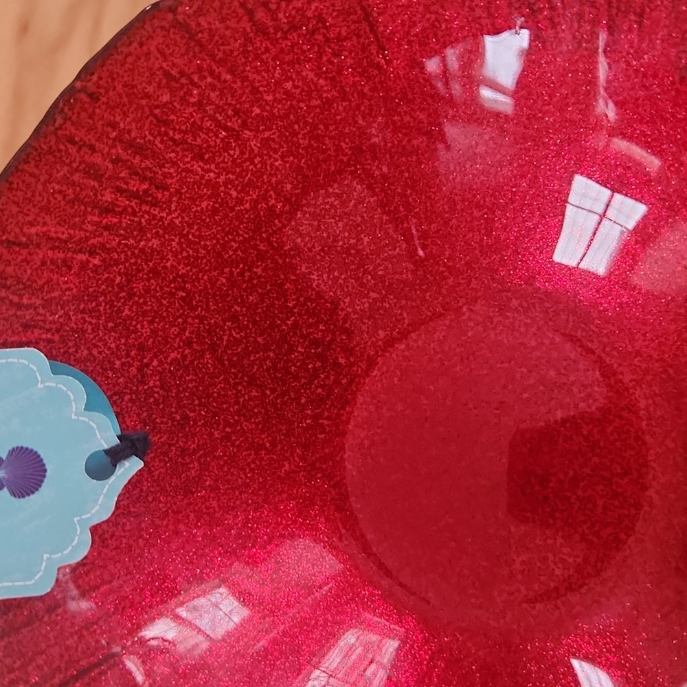 Set of Two Red Glass Bowls Sparkly Handcrafted - Picture 15 of 15